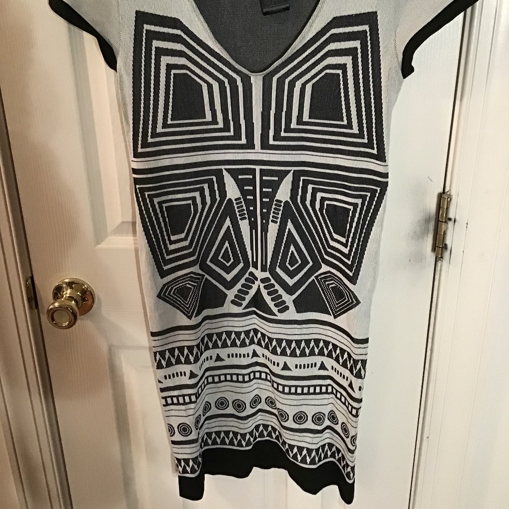 Graphic print fitted dress